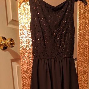 Black Hi-Low Sequin Dress
